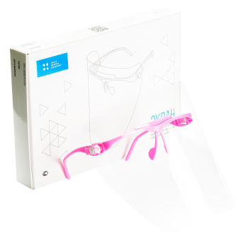 Экран Целит - полимерный прозрачный, для защиты глаз и органов дыхания, цвет "Розовый" - 1 оправа, 5 щитков