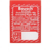 Артикуляционная бумага BAUSCH - ВК 62 - 40 мкм - 200 листов - красная в пластиковом боксе