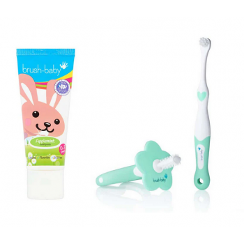 Зубная щетка Brush-Baby FirstBrush Set набор щеток, 0 -18 мес + паста Brush Baby