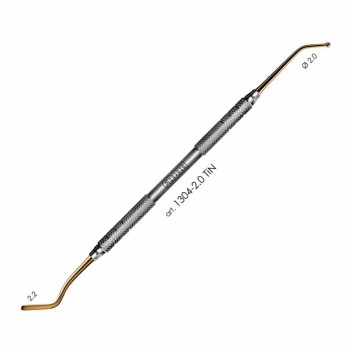 1304-2,0 TiN - удлиненная средняя гладилка с штопфером-шариком Ø 2.0mm. Ручка Ø 6mm. Покрытие Gold