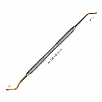 1304-2,5 TiN - удлиненная средняя гладилка с штопфером-шариком Ø 2.5mm. Эргономичная ручка Ø 10mm. Покрытие Gold