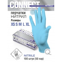 Перчатки нитриловые CONNECT Nitrile - 50 пар - ГОЛУБЫЕ - M - (пл. 3,2 гр.)