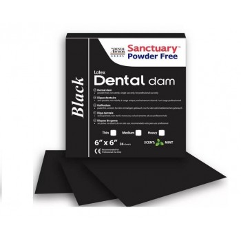Латексные листы для коффердама Dental Dams - средний - 152 х 152 мм - ЧЕРНЫЕ - 36 штук
